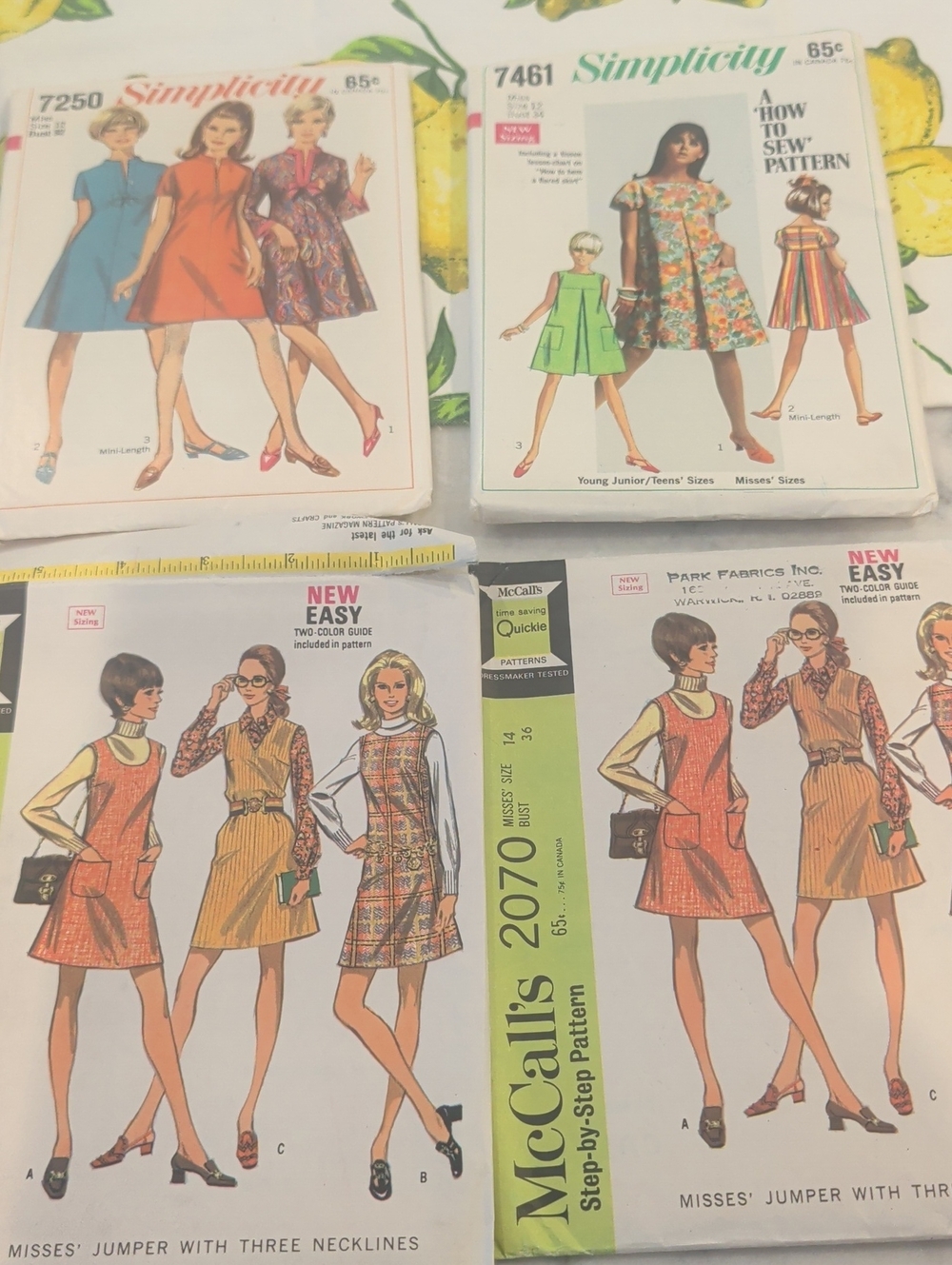 Vintage Sewing Pattern Lot - Simplicity & McCall's Mod Jumper Styles